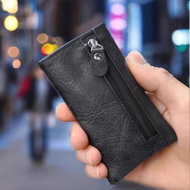 Men's Key Bag Large Capacity Minimalist Key Case Card Holder 2 in 1 Mini Compact Key Organizer Home Key Wallet
