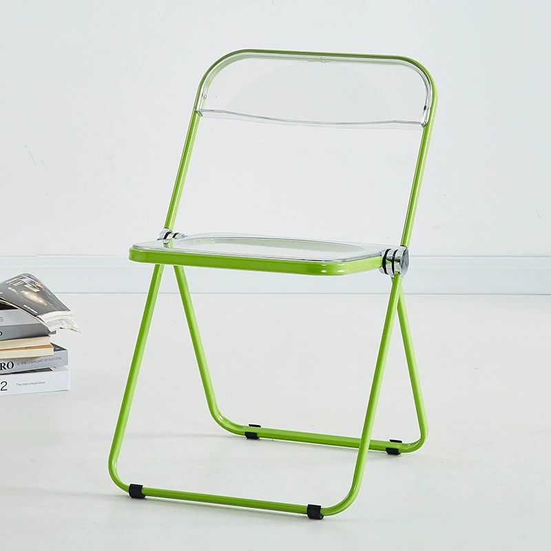 Home transparent folding chair fashionable acrylic crystal chair portable makeup chair ins style internet celebrity photo chair clothing store restaurant chairSpray-green
