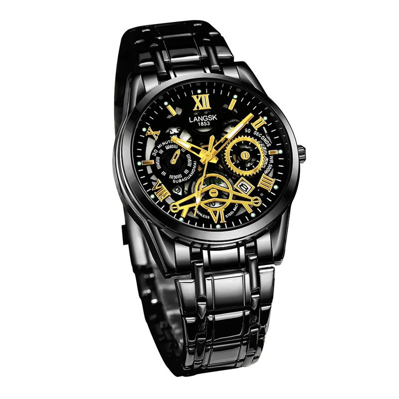 Quartz Mens Watches Stainless Steel Waterproof Watches for Men,Night Light Calendar Chronograph Watch for Men