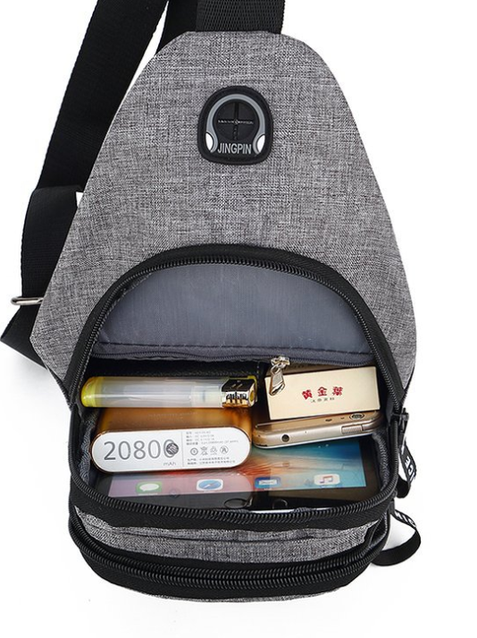 New chest bag men's bag Korean version of the shoulder diagonal bag luminous Oxford cloth bag outdoor leisure USB port