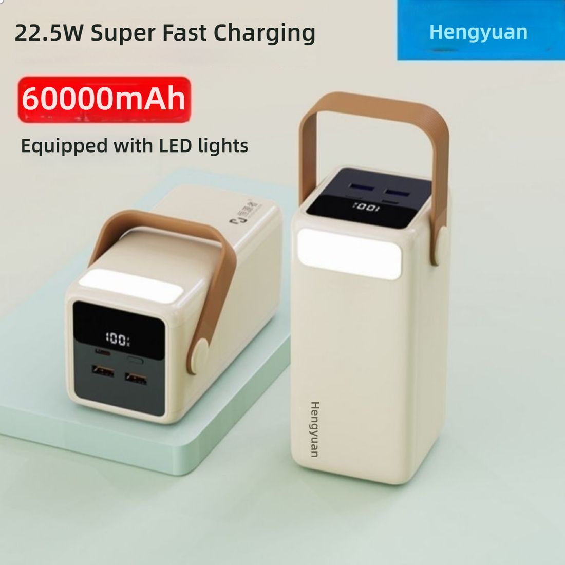 60000mAh two-way fast charging power bank with camping lightUltra-large capacity outdoor mobile power supply, suitable for live streaming and camping
