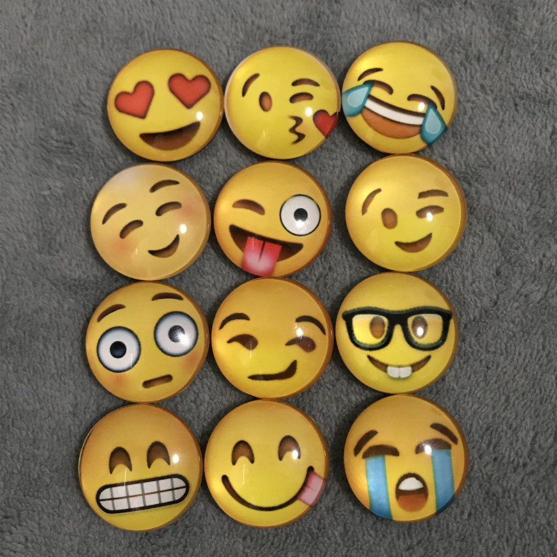 12 Pieces Smiling Expression Cute Face Fridge Magnets DIY Home Kitchen Accessory Decoration Funny Refrigerator Sticker