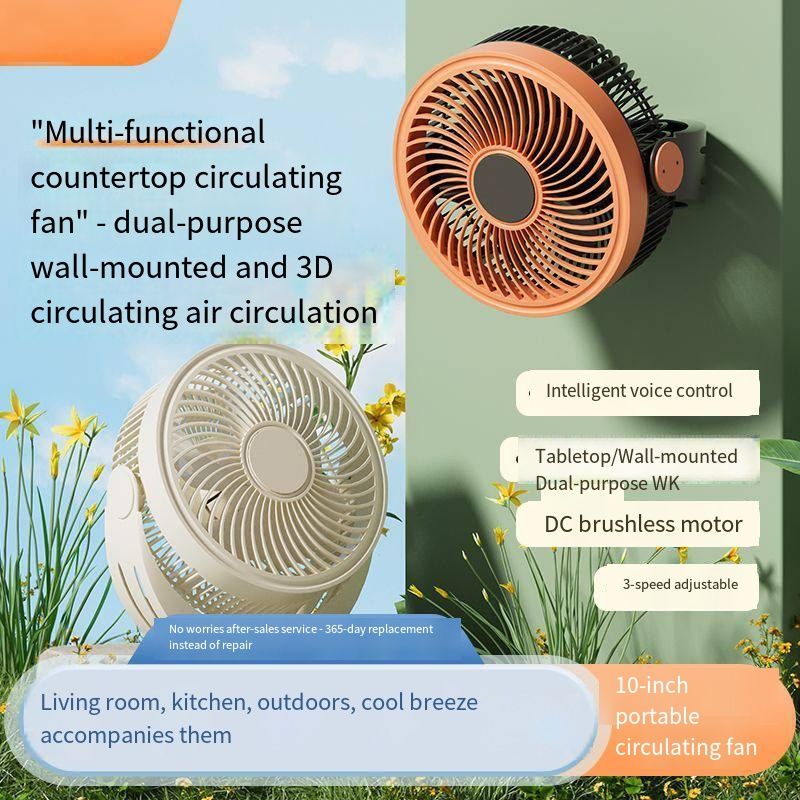 Intelligent Voice Control Cooling Fan, Low Noise Rechargeable Mini Fan with Remote Control, Adjustable Wind Speed Portable Personal Air Cooler, Compact Desktop Fan for Indoor Outdoor Daily Use