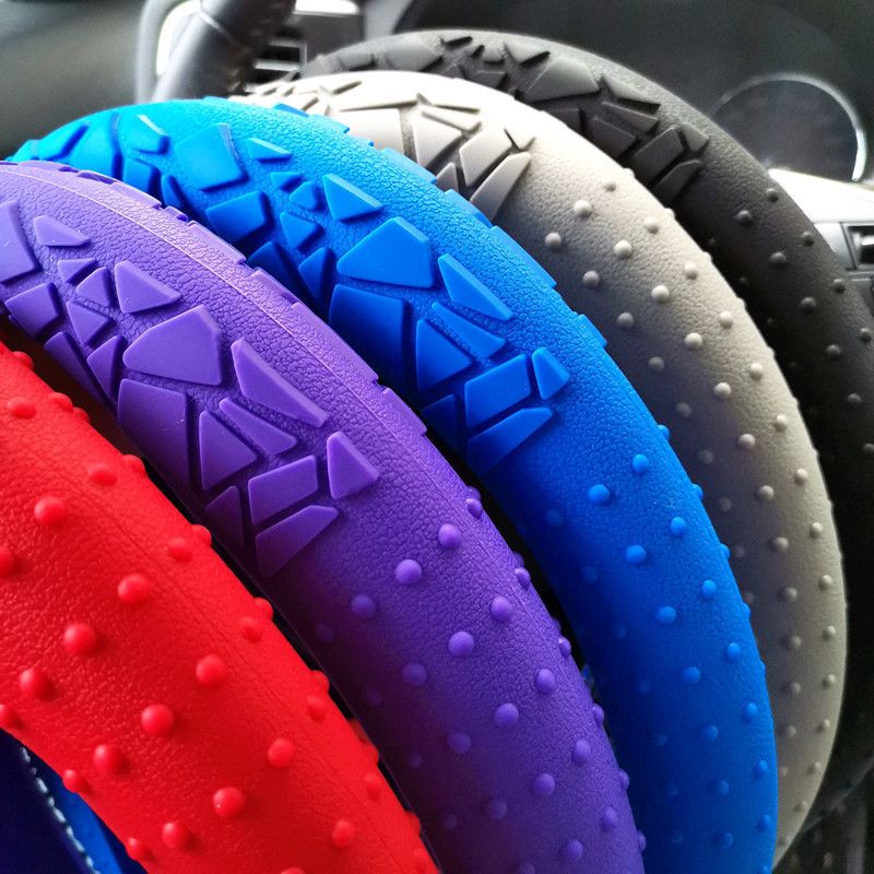 Geometric Pattern Anti-Slip Silicone Steering Wheel Cover, Universal Elastic Thickened Sun Protection Steering Grip for D-Shape & Round Steering Wheels
