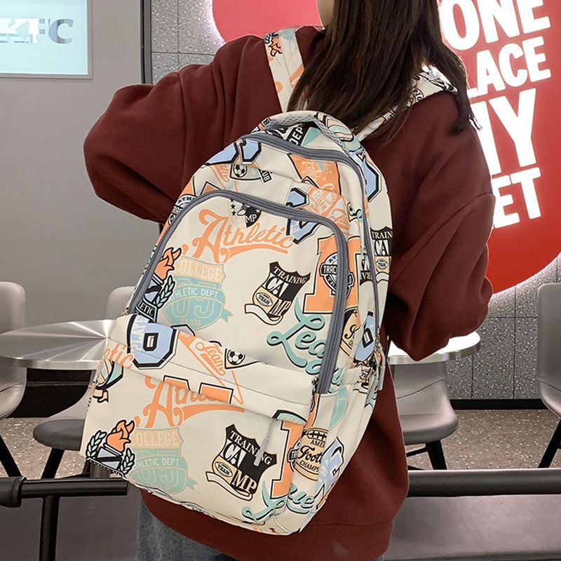 Women's Simple Graffiti Backpack Large Capacity Travel Backpack