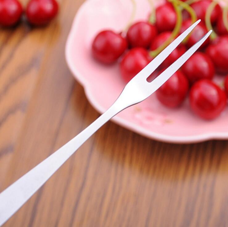 WELLHOME 10 picecs Stainless steel fruit fork\ Fashion fruit stick\ Dessert moon cake small fork Dim sum fork Fruit two tines fork Merry Christmas