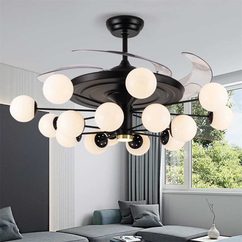 OUFULA Modern Ceiling Fan Lights 52 Inch Lamps With Remote Control Invisible Blade For Home Living Dining Room