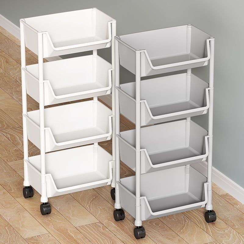 Mobile bookshelf rack floor multi-layer with wheels living room bedroom dormitory children's small bookcase trolley storage rack