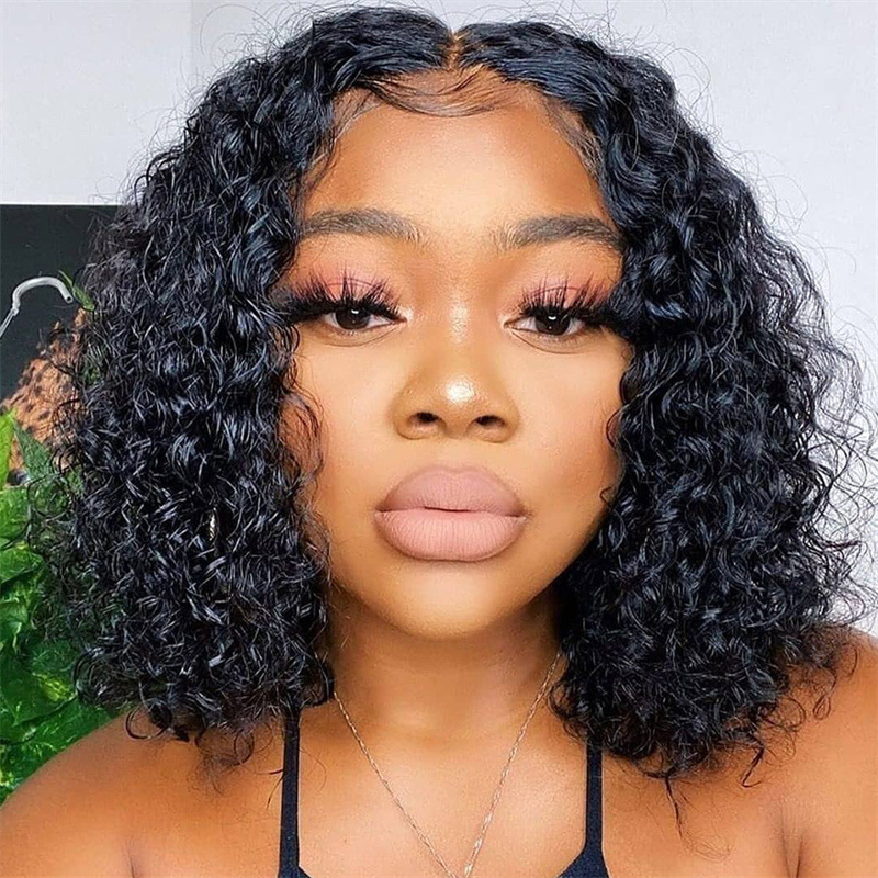 Fashion Short Popular Trend Black Wig Full Head Hair Short Hair Female Front Lace African Small Curly Wigs Full Headgear Makeup
