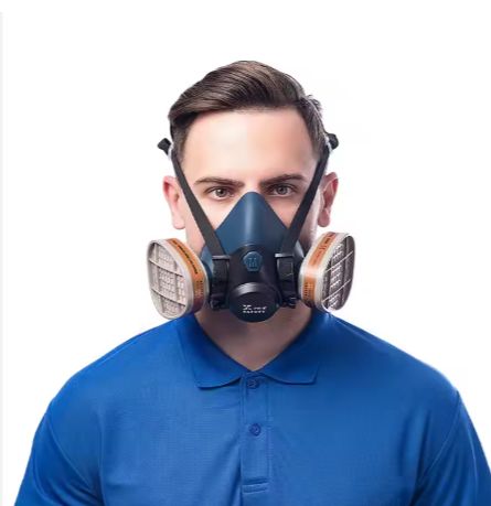 Reusable Chemical Safety Face Shield with Organic Gas Activated Carbon Double Filter Protective Respirator Gas Mask