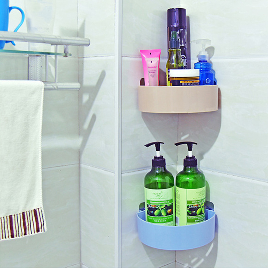 Hangable Storage Basket Bathroom Hanging Baskets Household Plastic Kitchen Bathroom Shower Storage Wall Hanging Basket Triangular Storage Basket