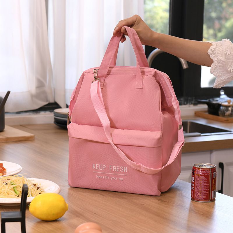 Thickened Aluminum Foil Insulated Lunch Bag Waterproof Large Capacity Handbag with Shoulder Strap, Reusable Office Meal Tote Mommy Cooler Bag for Food Storage
