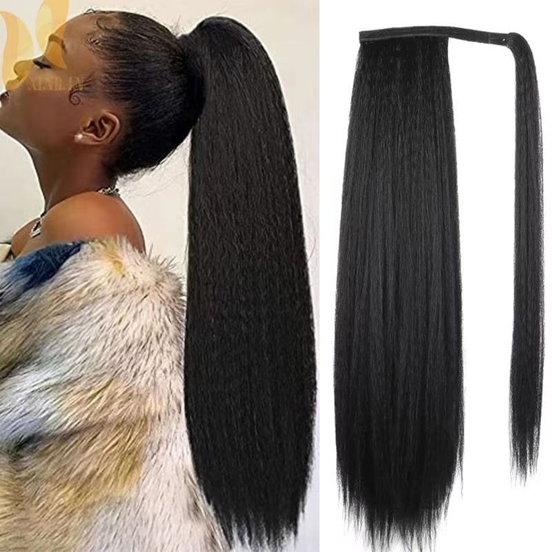 Wig ponytail corn silk fluffy invisible Velcro Yaki Straight Ponytail Wig