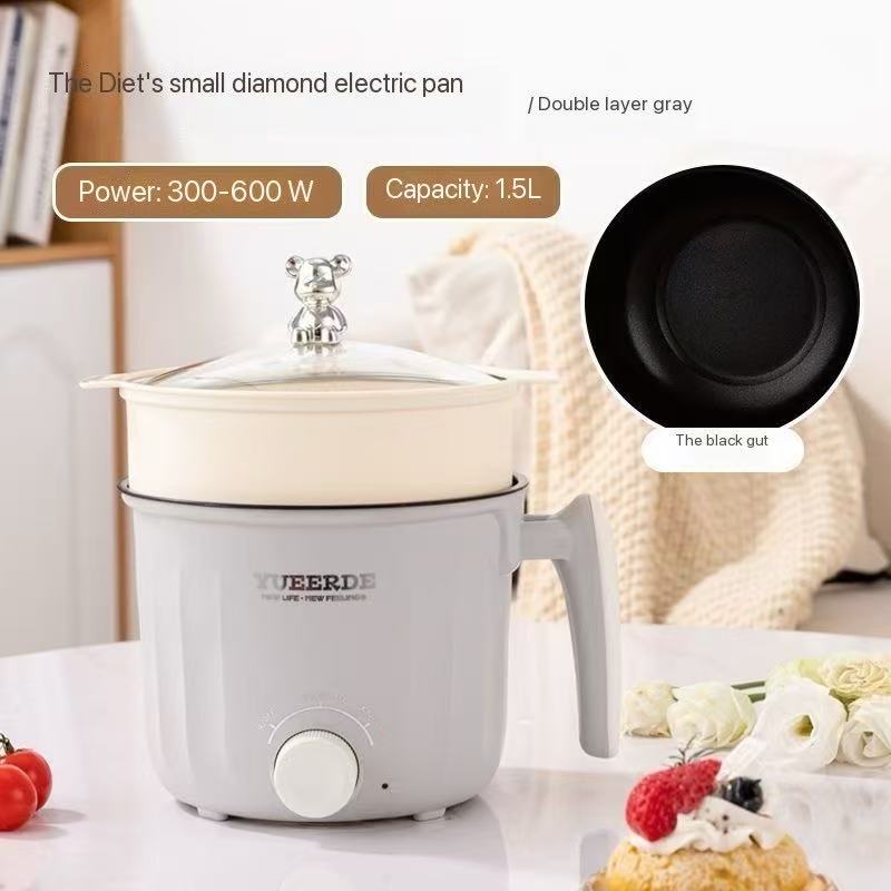 Student Dormitory Multi-function One-piece Electric Cooking Pot Home Use Knob Non-stick Pot Small Instant Noodles Pot Electric Pot