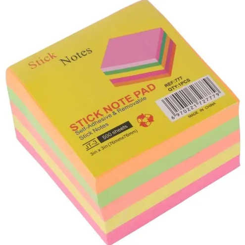 Sticky Notes Pad 5 Colours - 400 Sheets x 4pcs