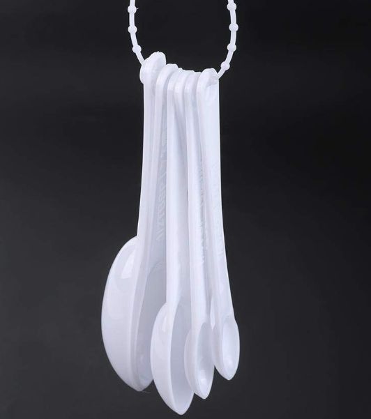 White Plastic Ice Cream Bowl & Spoons Kitchen Set