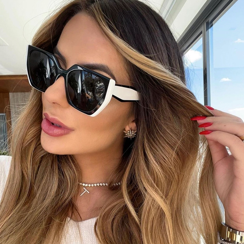 6787 Brand Sunglasses Women Vintage Cat Eye Big Frame Sun Glasses Men Outdoor Driver Eyewear Classic Black Ladies Shades