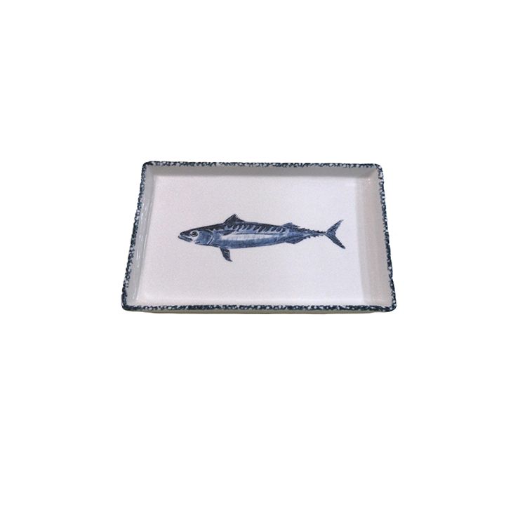 Antique colored rectangle enamel dinner food, fruit, barbecue serving  enamel coated heavy durable ceramic tray plate T-12