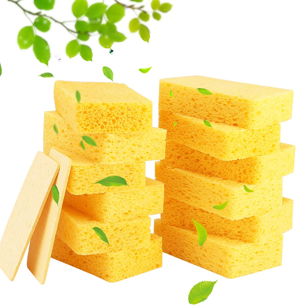 A329 Cleaning Scrub Sponge- Compressed Cellulose Sponges Non-Scratch Natural Sponge for Kitchen Bathroom Cars, Funny Cut-Outs DIY for Kids