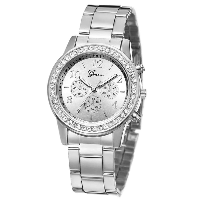 Korean‑Inspired Casual Women Quartz Watch Jewelry Set, Stainless Steel Band Wrist Watch Comes with Necklace, Bracelet and Matching Ring, Elegant Gift Accessory Kit for Daily Wear & Festival Gifting