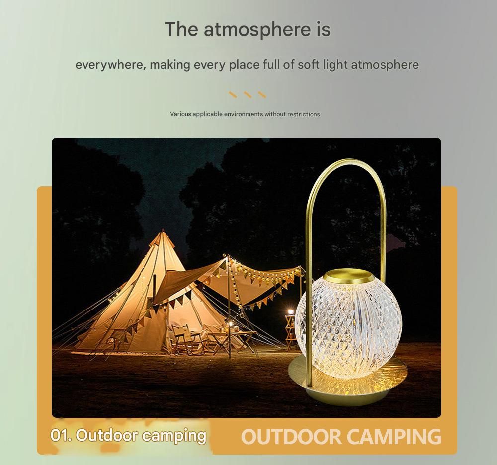 Creative portable metal table lamp outdoor USB charging atmosphere table lamp simple LED bedroom bedside night light