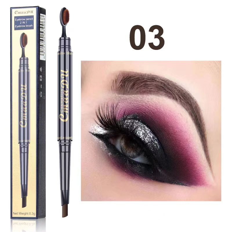 CmaaDu Double Head Waterproof Lasting Pigments Tattoo Eye Brow Pen Eyebrow Pencils with oval Brush Eyes Makeup 5 Colors 