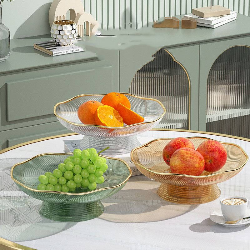9933 Household Creative Glass Fruit Tray High Feet Light Luxury High-end Dim Sum Plate Dried Fruit Snack Storage Plate