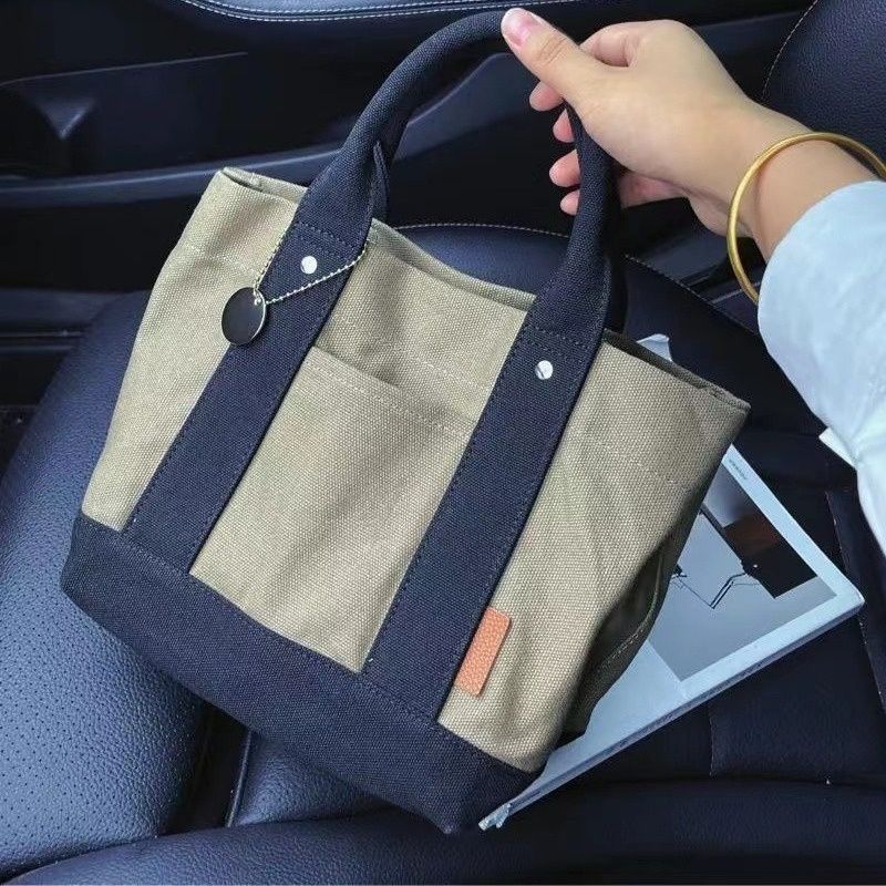 High-end Layered Canvas Tote Bag Multi-compartment Handbag Fashion Ladies New Style Portable Shoulder Bag Casual Daily Hand Carry Bag for School Office Shopping
