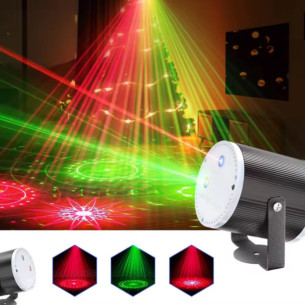 AUNONT Plastic RG Cylinder Party Laser Light Remote Control 16 Patterns DJ Disco Mini Laser Light