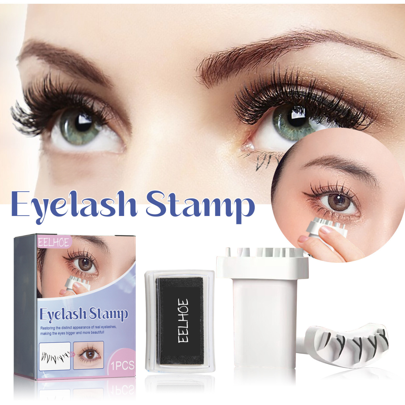 EELHOE Eyelash Stamps Tool - Lazy Eye Shadow Stamps, Eye Makeup Tool, DIY Lower Lashes Extensions Natural Look for Make Up Beginner