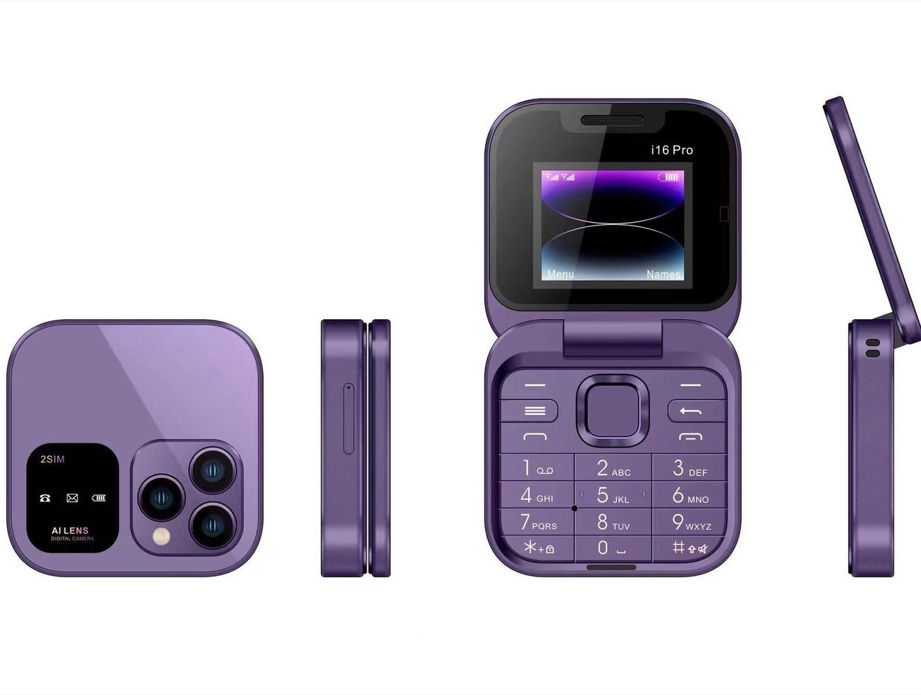 Mini Flip Phone Cross border i16 Pro Flip Phone Dual SIM 2G Button Mini Foreign Trade Phone