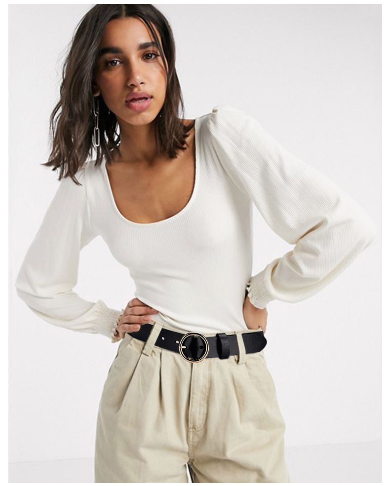 Women's Side Deposition Golden Buckle Jeans Wild Belts