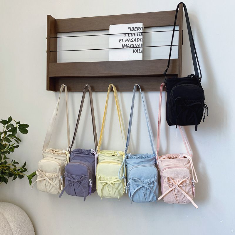 Lightweight Outdoor Drawstring Crossbody Bag with Butterfly Strap Waterproof Phone Pouch Thermal Water Bottle Holder Women Single Shoulder Sling Bag for Daily Travel Walking Hiking
