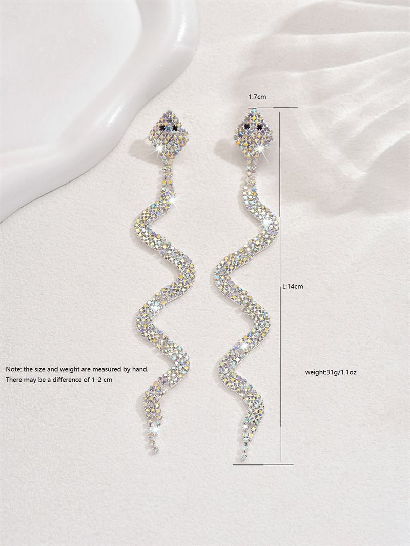 Women Snake Rhinestone Earrings Lady Fashion Party Earring Ladies Ear Rings Elegant Jewellery Woman Diamond Jewelry Earing