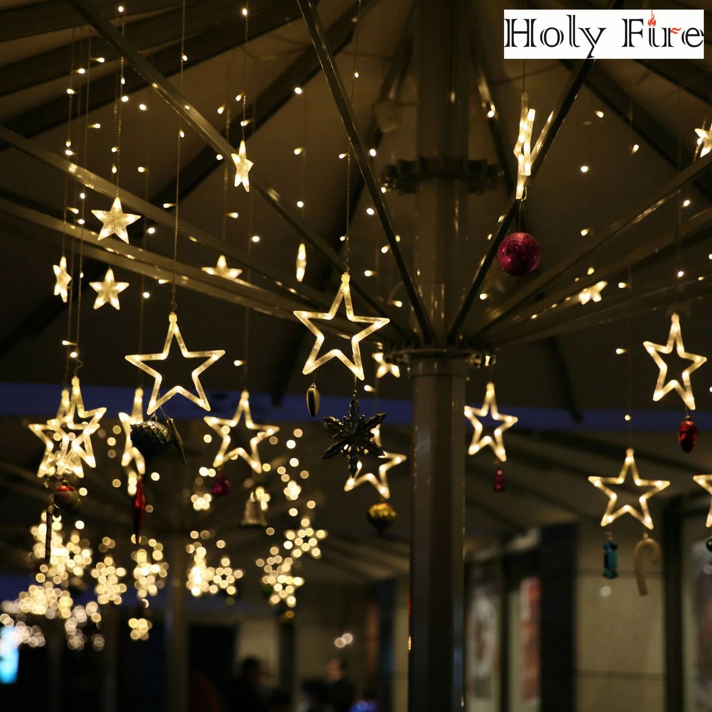 Holy Fire 2.5M Led String Lights Star Garland on Window Curtain Indoor Tree Decoration Halloween Wedding Light Christmas Fairy Lights