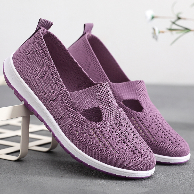 women's flat knit shoes casual mesh soft breathable sneakers