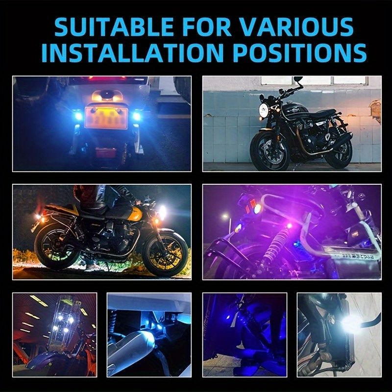 2pcs Ultra-Bright Motorcycle Eagle Eye Daytime Running Lights - Dynamic Strobe Fog & Headlight - Waterproof 12V Flasher - Enhanced Visibility for Safe Driving & Reverse Backup - 2-Set Bike-Integrated Handlebar Lights, Easy Installation