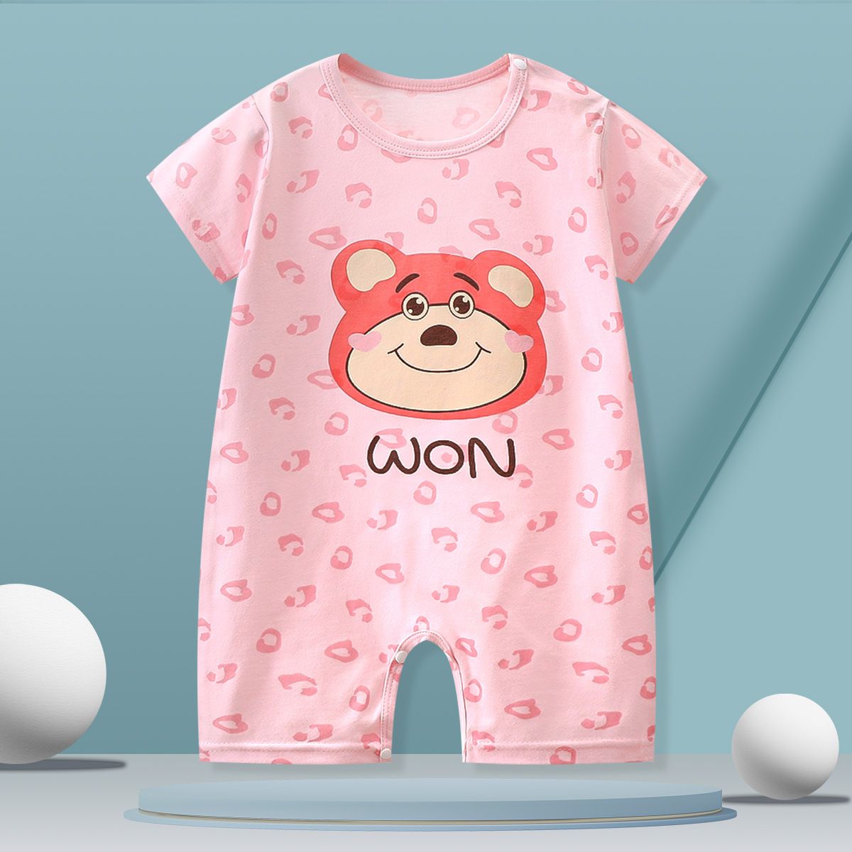 Baby Summer Romper, Cute Tiger Print Short Sleeve Jumpsuit, Breathable Thin Cotton Baby Playsuit for Newborn Toddler, Sizes 59-90cm, Single Pack, Casual One-Piece Outfit for Boys Girls