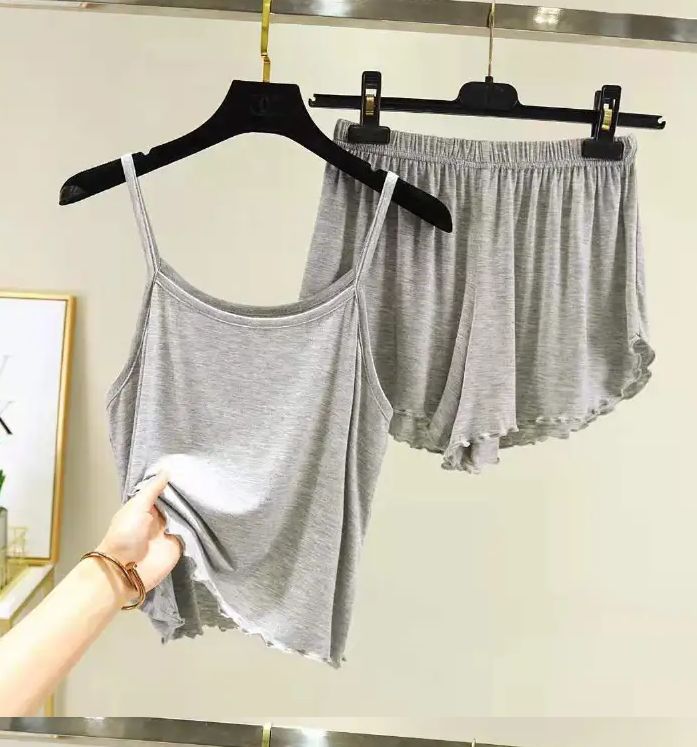 SL Women's Sleepwear Pajamas Leisure Wear ladies camisole Loose Home Suits tops+trousers (Pack of 2)