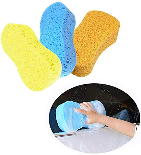 3pcs Car Wash Sponges Multi-Functional Sponge Multi-Color Cleaning Sponges with Vacuum Compressed Packing