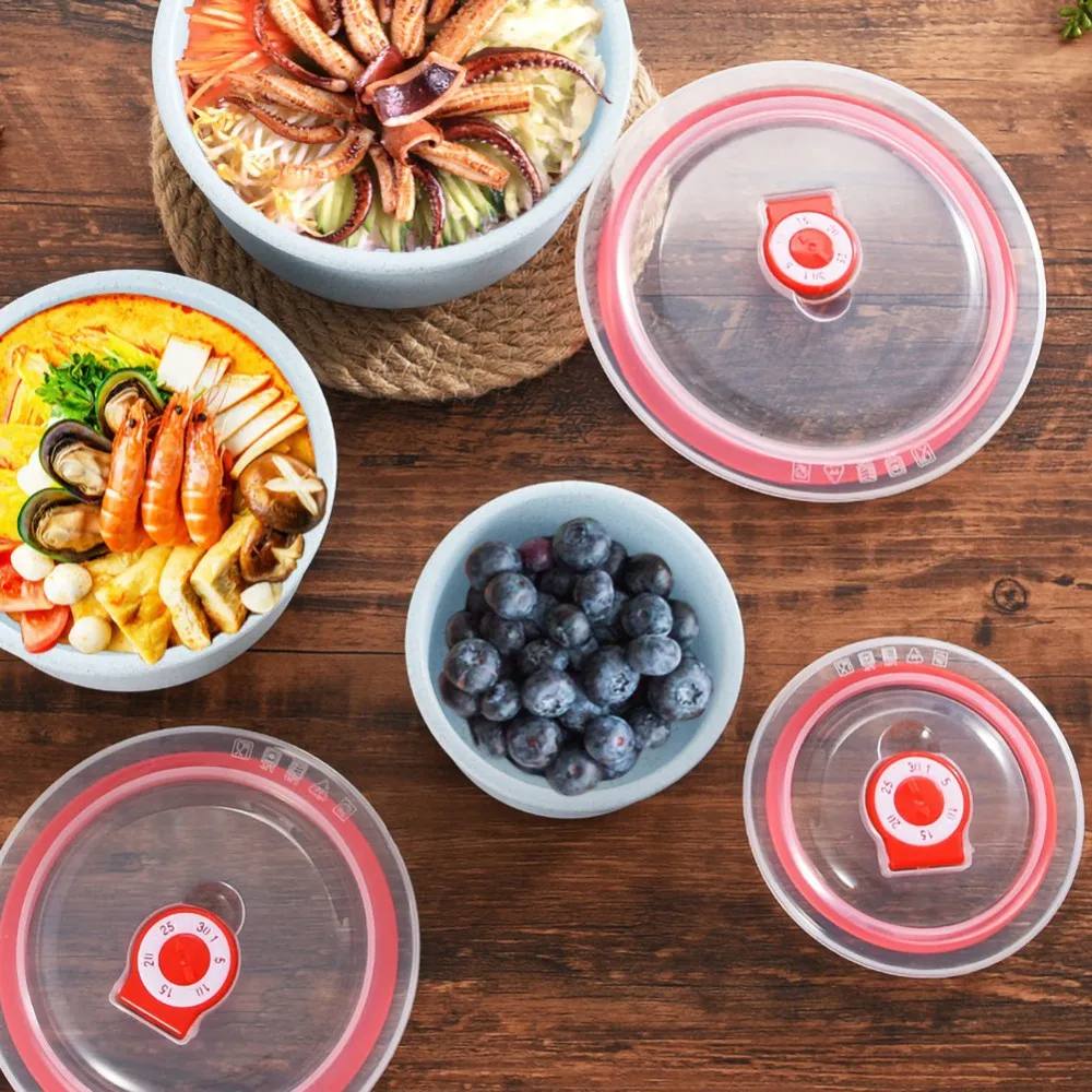 3PCS/Set Wheat Lunch Bowl Box Round Lunch Box With Lid Can Be Microwave Sealed Bowl Kitchen Supplies Storage Box