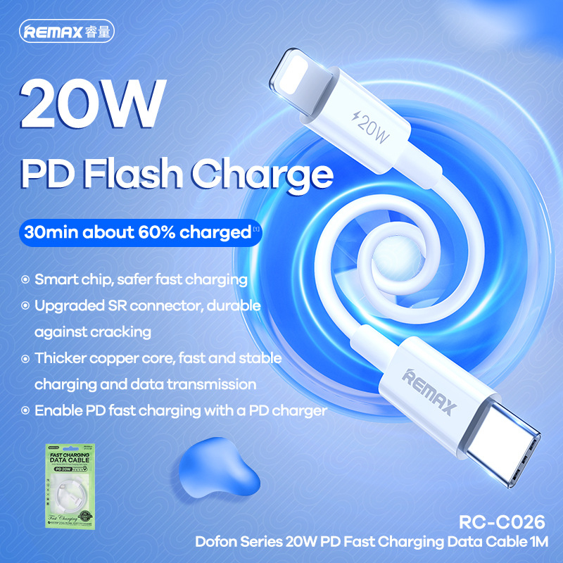 RC-C026 PD 20W For Apple Original Fast Charging USB C Cable For iPhone 14 13 12 11 Pro Max Plus XS Fast Charger USB To Lightning Cable