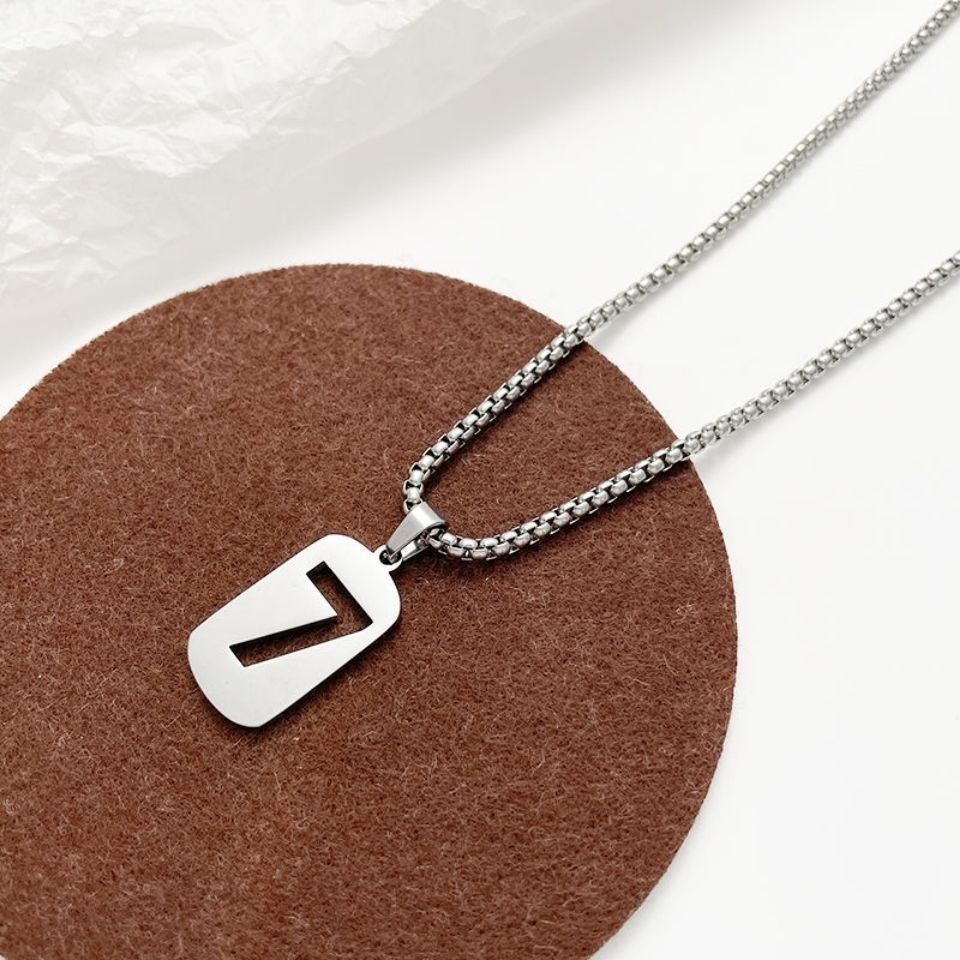 BY-007 Colorfast Stainless Steel Unisex Necklace Personality Simple Lucky 7 Word Pendant Necklace for Women