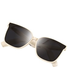 AI smart sunglasses with Bluetooth, polarized lenses, UV and blue light protection, music and call functionality, transparent design, and interchangeable lenses.