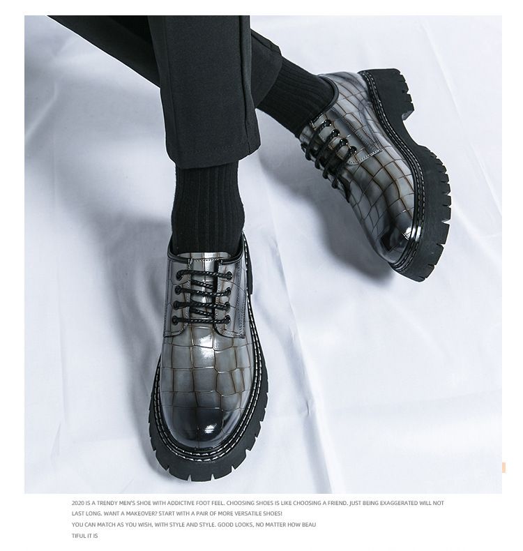 New men's thick-soled height-increasing club fashion shoes for Spring and Autumn 2025 cross-border large-sized men
