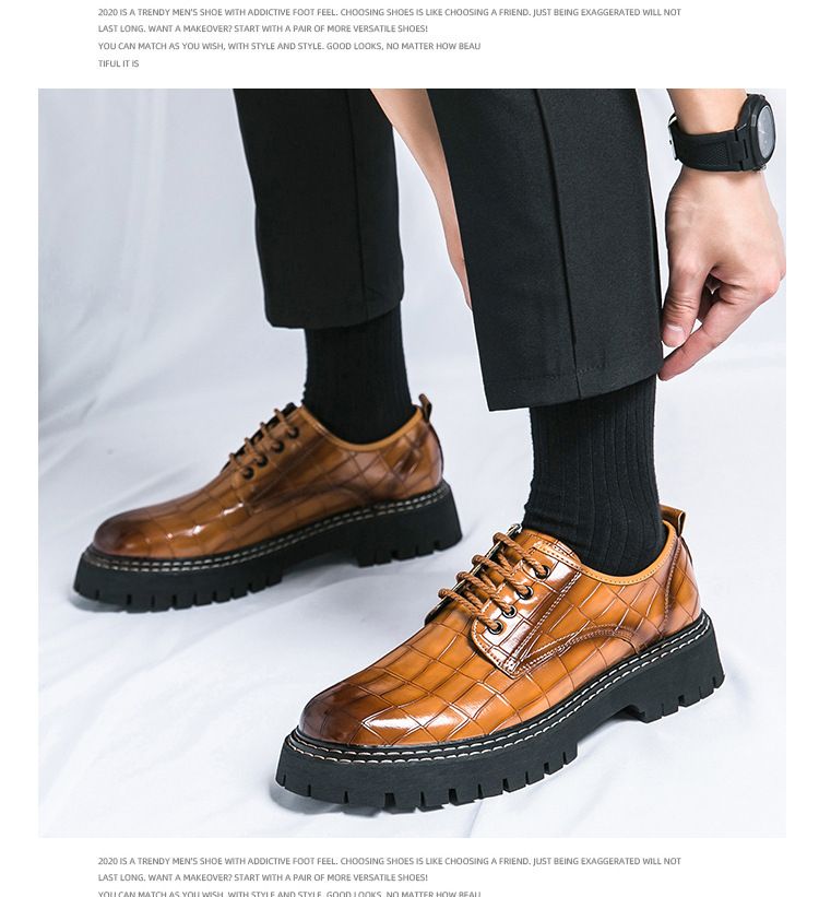 New men's thick-soled height-increasing club fashion shoes for Spring and Autumn 2025 cross-border large-sized men