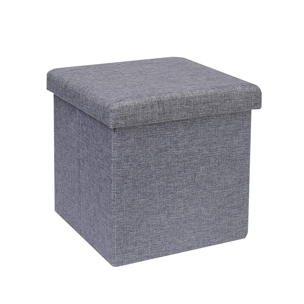 Storage Ottoman Cube, Linen Small Coffee Table, Foot Rest Stool Seat, Folding Toys Chest Collapsible for Kids