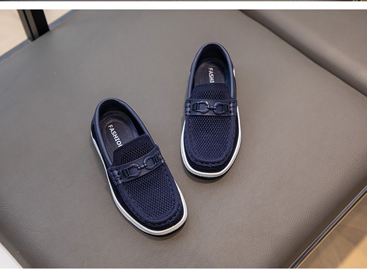Loafer Kid Children's Shoes Spring Autumn New Flyknit Shoes Children's British Style Casual Shoes Slip on Bean Shoes