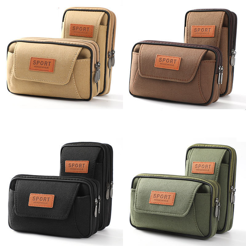 9010 Canvas Cigarette Pocket Case Mobile Phone Bag Middle-Aged Wear Belt Fanny Pack Change Pack Cigar Storage Box For Men