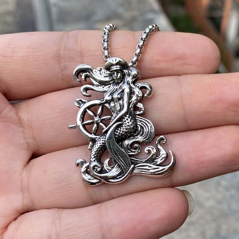 Waiting for the mermaid captain pendant necklace CRRSHOP free shipping mermaid necklace